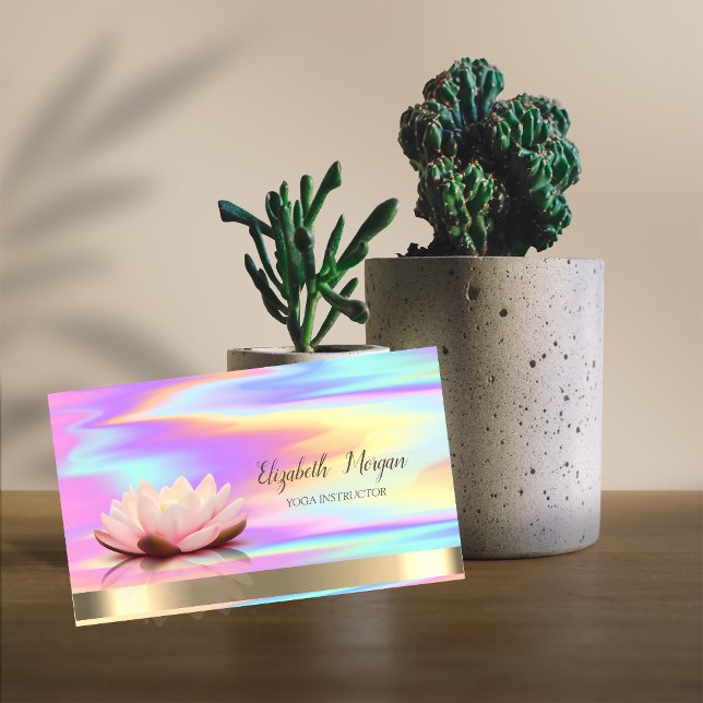 Lotus Blume Gold Yoga Instructor Holographic Visitenkarte (Von Creator hochgeladen)