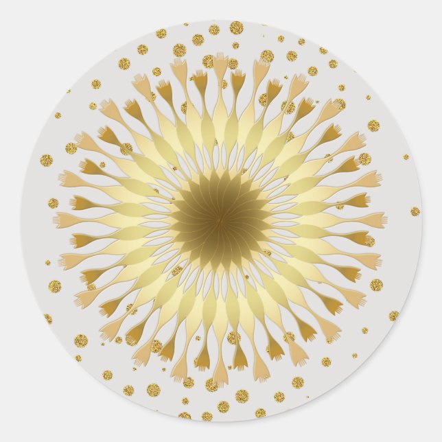 Lotus Blume Goldgelbe Hochzeitskonfetti Runder Aufkleber (Vorderseite)