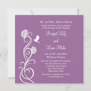 Lotus Blume Hochzeitseinladung (dunkel lila) Einladung