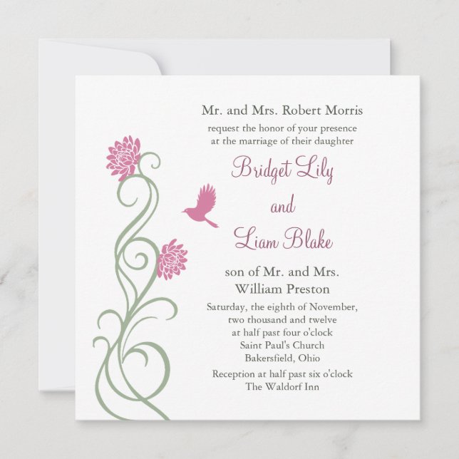 Lotus Blume Hochzeitseinladung (weiß) Einladung (Vorderseite)
