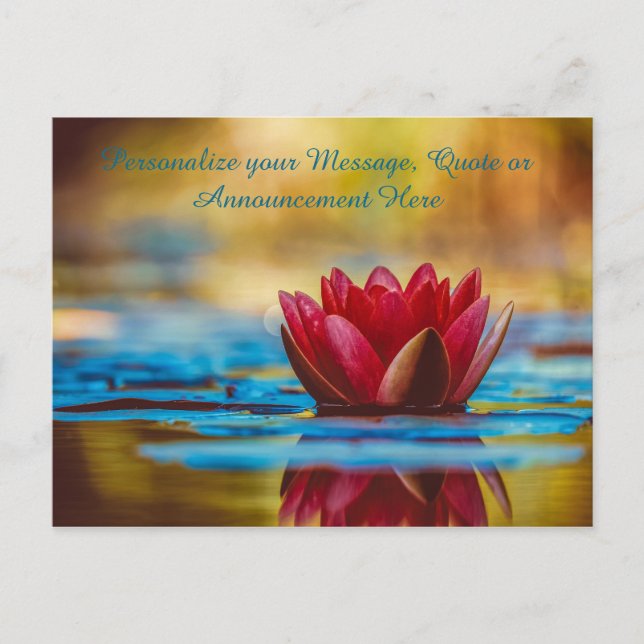 Lotus Blume im Wasser Persönliche Nachricht, Zitat Ankündigungspostkarte (Vorderseite)