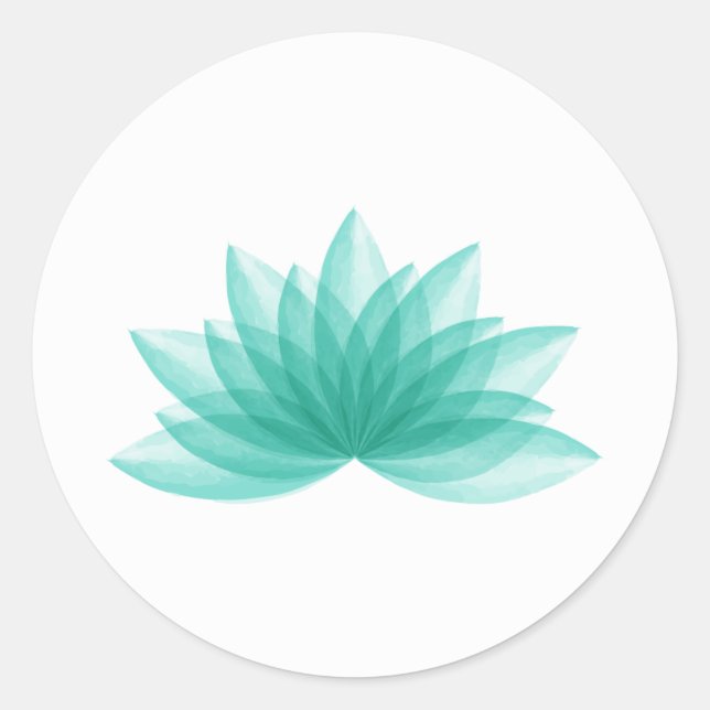 Lotus-Blume in aquamariner Farbe Runder Aufkleber (Vorderseite)