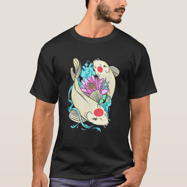 Lotus Blume Japanischer Carp Pond Eigentümer Fisch T-Shirt (Vorderseite)