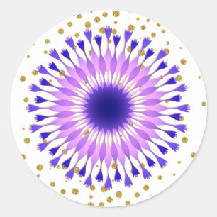 Lotus Blume Lila Gold Confetti Runder Aufkleber