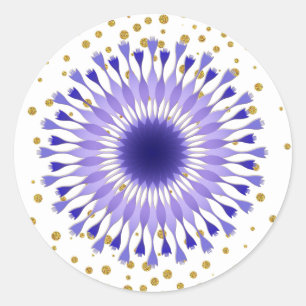 Lotus Blume Lila Gold Confetti Runder Aufkleber