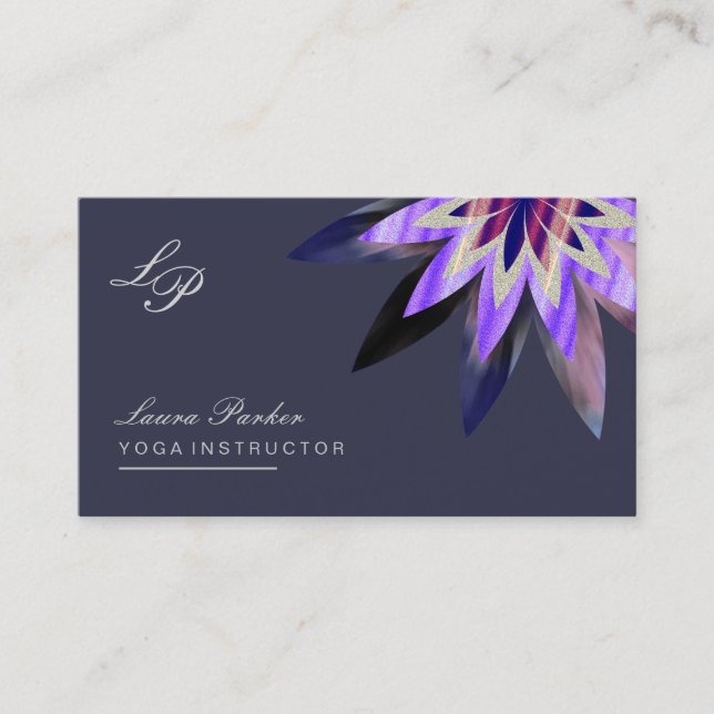 Lotus Blume Lila Logoheilung Yoga Visitenkarte (Vorderseite)