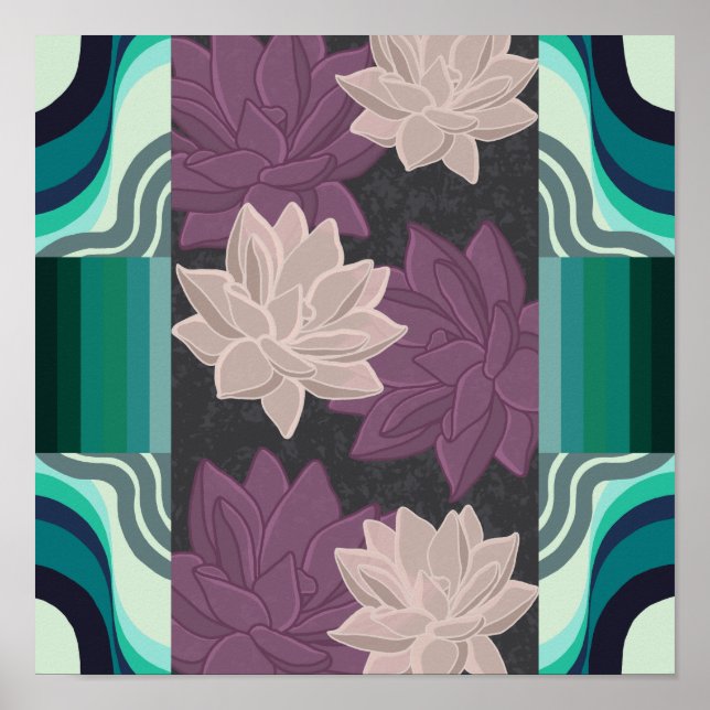 Lotus Blume - Lila Lotus und Pink Lotus Poster (Vorne)