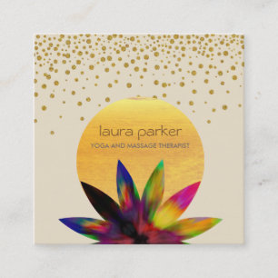 Lotus-Blume-Logo für Wasserfarben Yoga Heilung Quadratische Visitenkarte