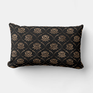 Lotus Blume Luxus-Muster - Schwarz und Gold Lendenkissen