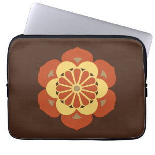 Lotus Blume Mandala, Braun, Rost und Gelb Laptopschutzhülle