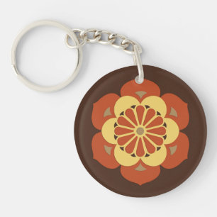 Lotus Blume Mandala, Braun, Rost und Gelb Schlüsselanhänger
