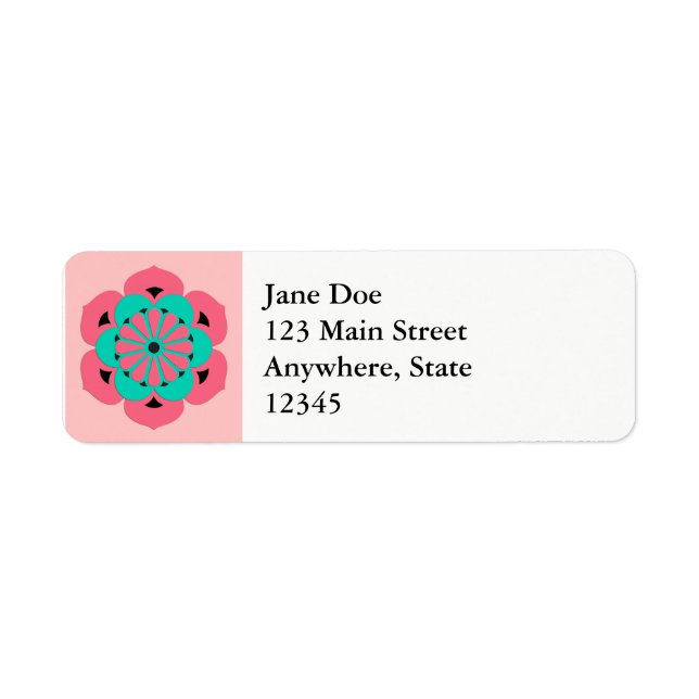 Lotus Blume Mandala, Coral Pink und Türkis (Vorne)