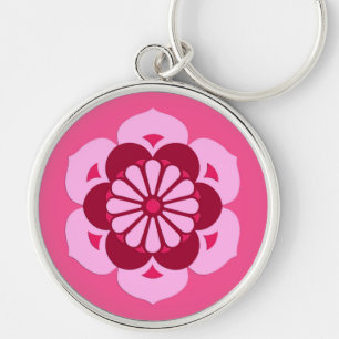 Lotus Blume Mandala, Fuchsia Pink und Burgund Schlüsselanhänger