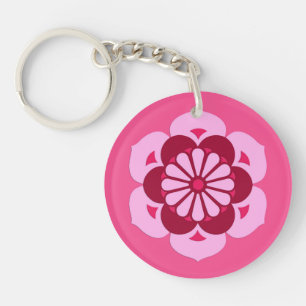 Lotus Blume Mandala, Fuchsia Pink und Burgund Schlüsselanhänger