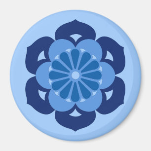 Lotus Blume Mandala, Indigo und Light Blue Magnet