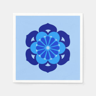 Lotus Blume Mandala, Indigo und Light Blue Serviette