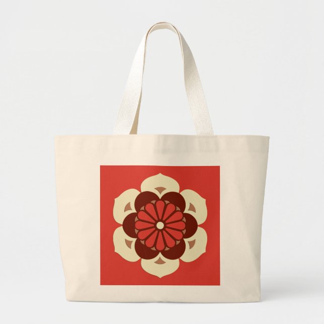 Lotus Blume Mandala, Mandarin Orange Jumbo Stoffbeutel (Vorne)