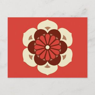 Lotus Blume Mandala, Mandarin Orange Postkarte