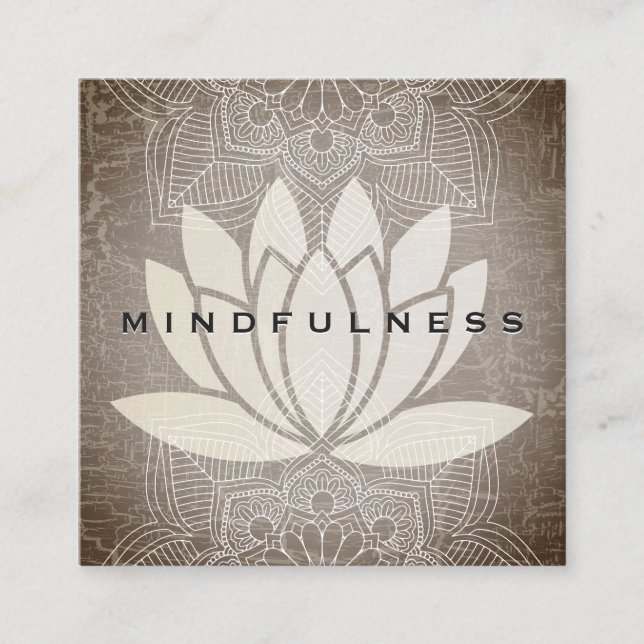 Lotus Blume Mandala Muster Marmortextur Quadratische Visitenkarte (Vorderseite)