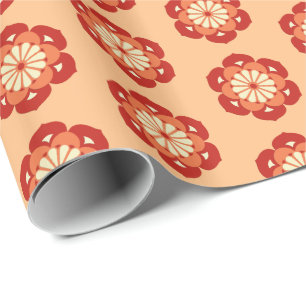 Lotus Blume Mandala, Pastel Orange und Mandarin Geschenkpapier