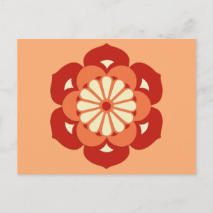 Lotus Blume Mandala, Pastel Orange und Mandarin Postkarte