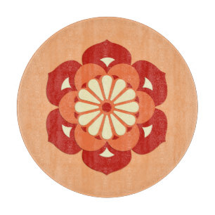 Lotus Blume Mandala, Pastel Orange und Mandarin Schneidebrett