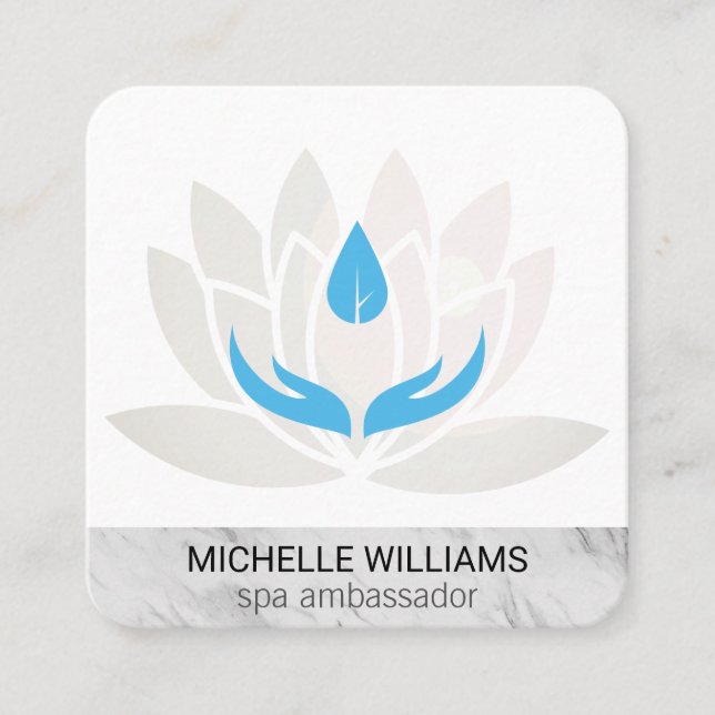 Lotus Blume Marbled | Wellness-Center | Massage Quadratische Visitenkarte (Vorderseite)