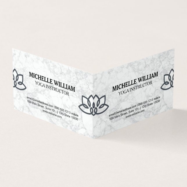 Lotus Blume Marbled | Yoga-Lehrer | Yoga Studio Visitenkarten (Vorderseite)