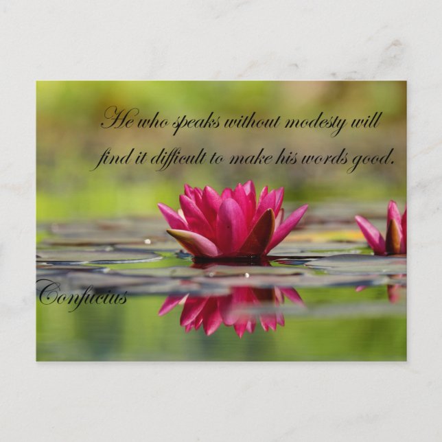 Lotus-Blume mit Confucius Quotes Postkarte (Vorderseite)