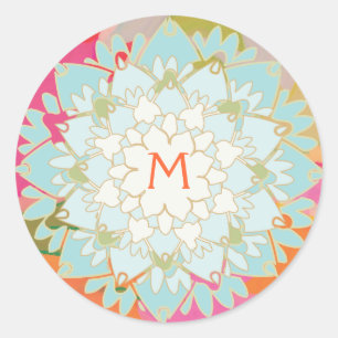 Lotus Blume Mit Monogramm Sticker