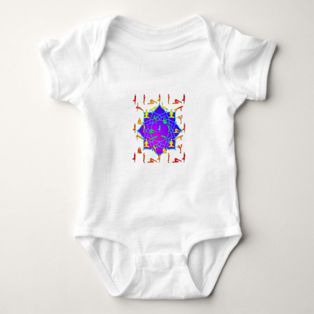 Lotus Blume mit Yoga-Posen Baby Strampler (Vorderseite)