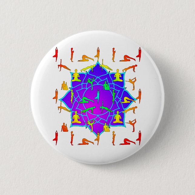 Lotus Blume mit Yoga-Posen Button (Vorderseite)