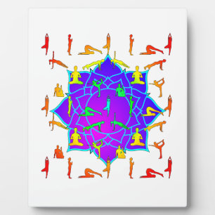 Lotus Blume mit Yoga-Posen Fotoplatte
