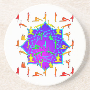 Lotus Blume mit Yoga-Posen Getränkeuntersetzer