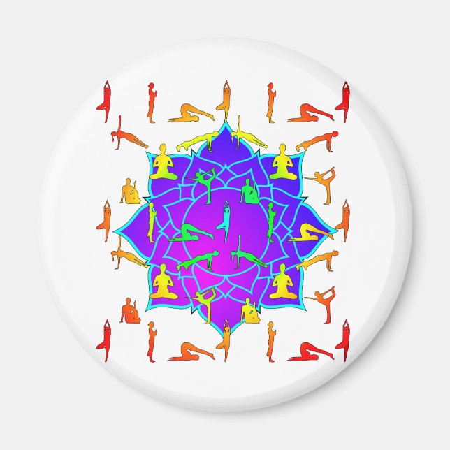 Lotus Blume mit Yoga-Posen Magnet (Vorne)