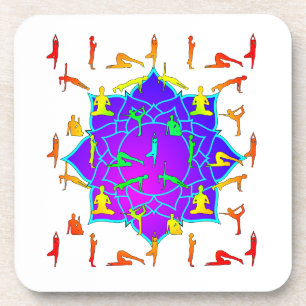 Lotus Blume mit Yoga-Posen Untersetzer