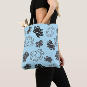 Lotus Blume Muster in Grau Tasche