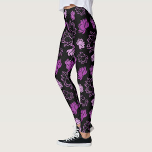 Lotus-Blume Muster in Lila Farbe Leggings
