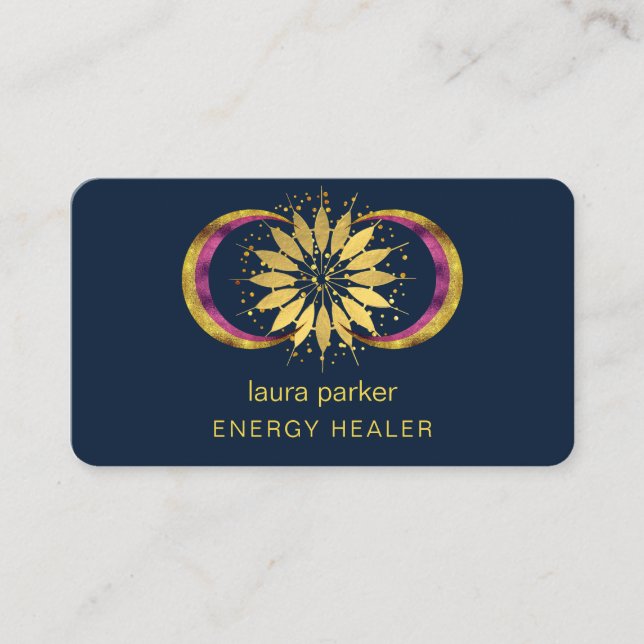 Lotus Blume Mystic Moon Crescent Reiki Healer Visitenkarte (Vorderseite)