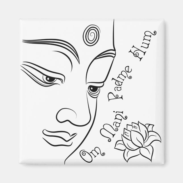 Lotus Blume Om Mani Padme Hum Black Magnet (Vorne)