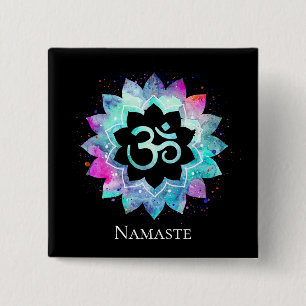 *~* Lotus Blume OM OM Symbol Wasserfarbe Mandala Button