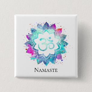 *~* Lotus Blume OM OM Symbol Wasserfarbe Mandala Button