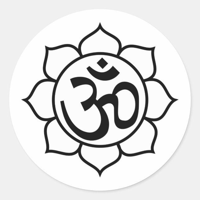 Lotus Blume Om Runder Aufkleber (Vorderseite)