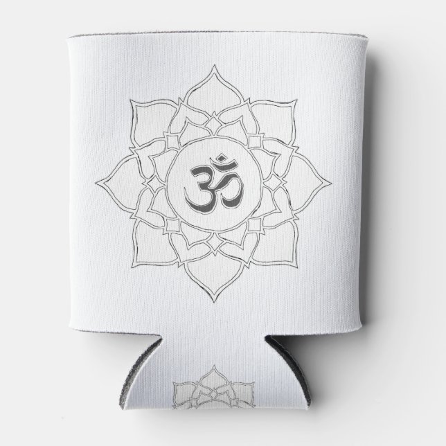 Lotus Blume Om Symbol Zeichnend Dosenkühler (Vorderseite)