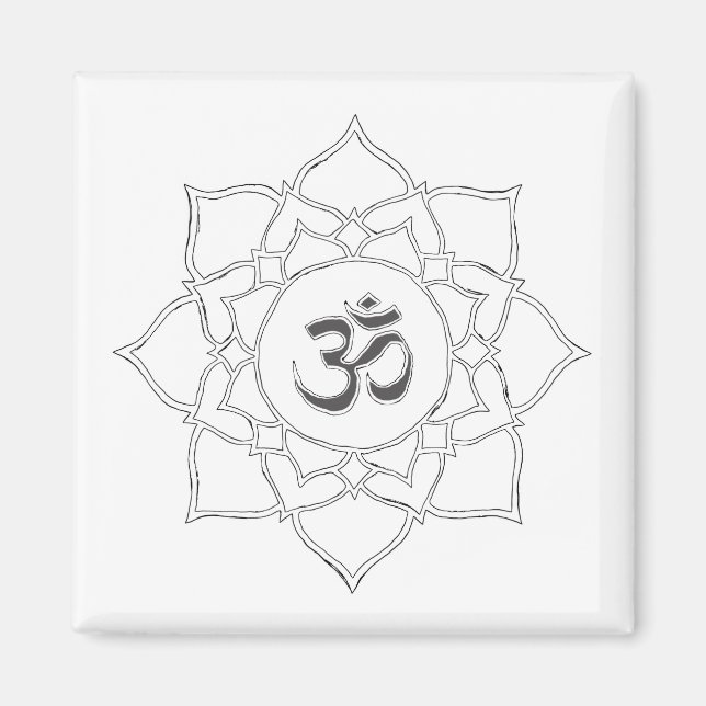Lotus Blume Om Symbol Zeichnend Magnet (Vorne)