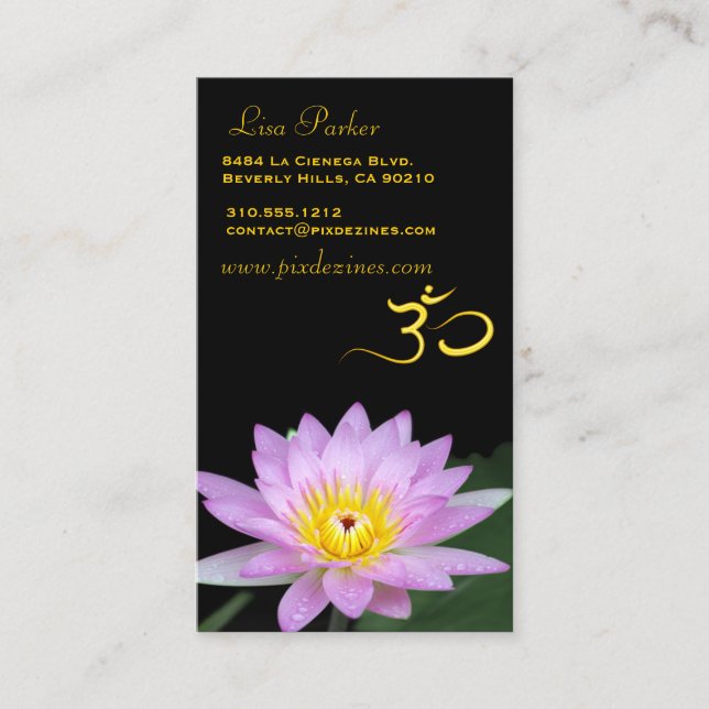 Lotus Blume, Om Yoga, Heiler Visitenkarte (Vorderseite)