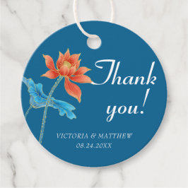 Lotus Blume Orange & Blue Wedding Vielen Dank Geschenkanhänger
