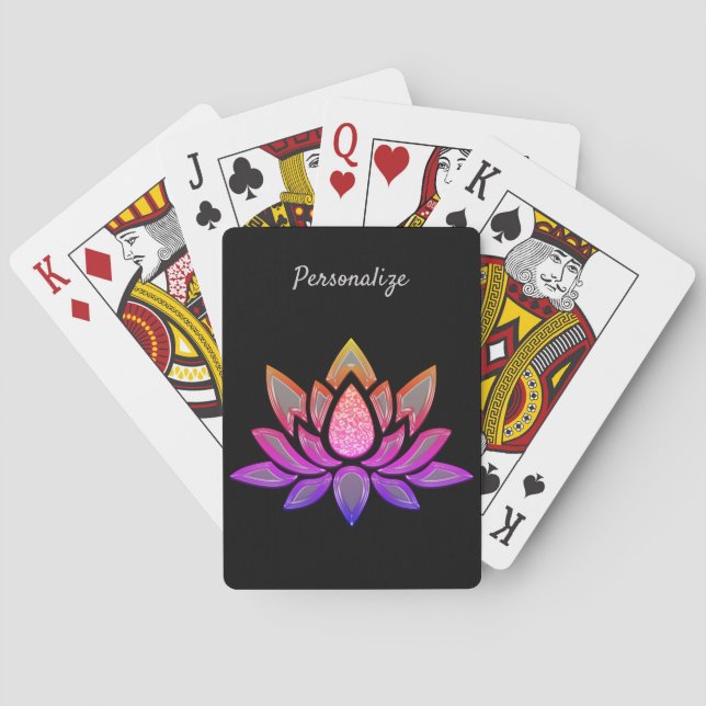 Lotus Blume Pasta Schwarzer Zen Yoga Spielkarten (Rückseite)