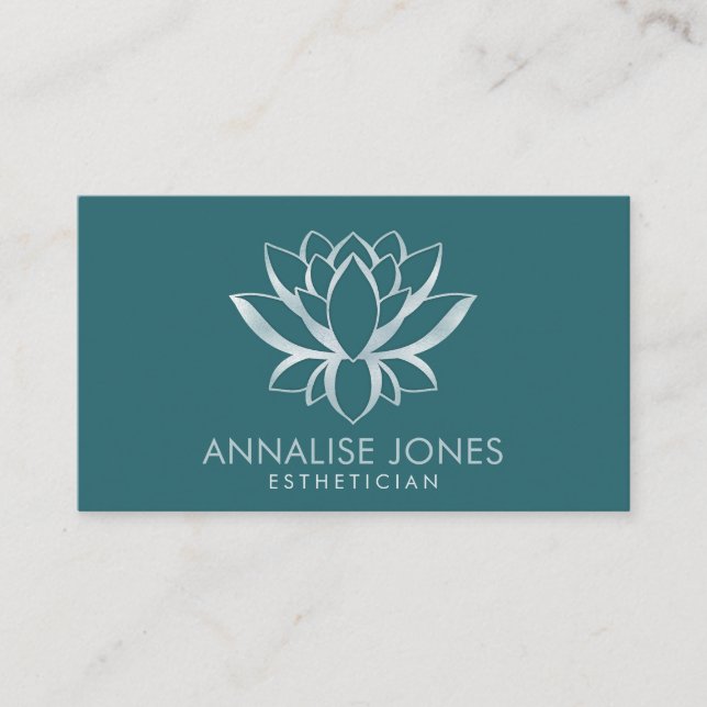 Lotus Blume - Pearl Powder Blue Green Visitenkarte (Vorderseite)