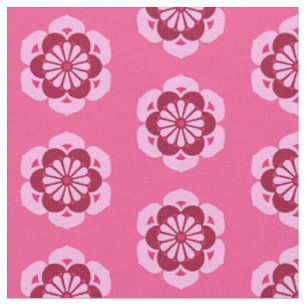 Lotus Blume Print, Fuchsia Pink und Burgund Stoff